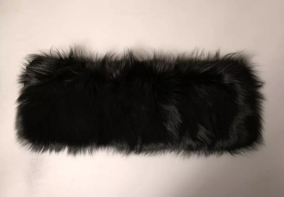Dolce & Gabbana Fur Shoulder Collar Wrap Shawl Black Scarf