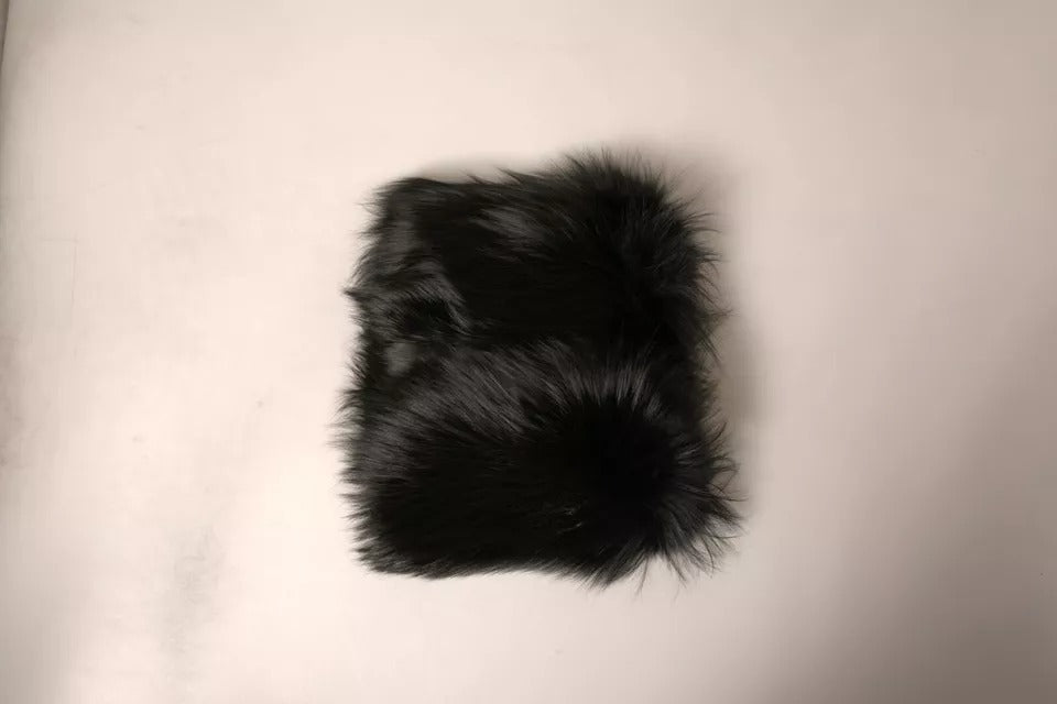 Dolce & Gabbana Fur Shoulder Collar Wrap Shawl Black Scarf