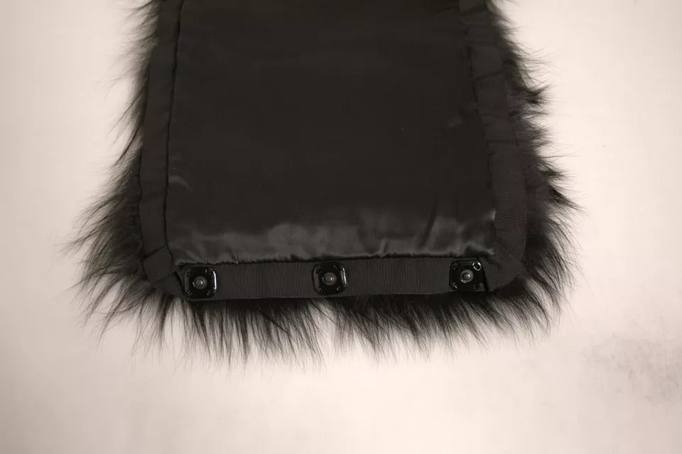 Dolce & Gabbana Fur Shoulder Collar Wrap Shawl Black Scarf