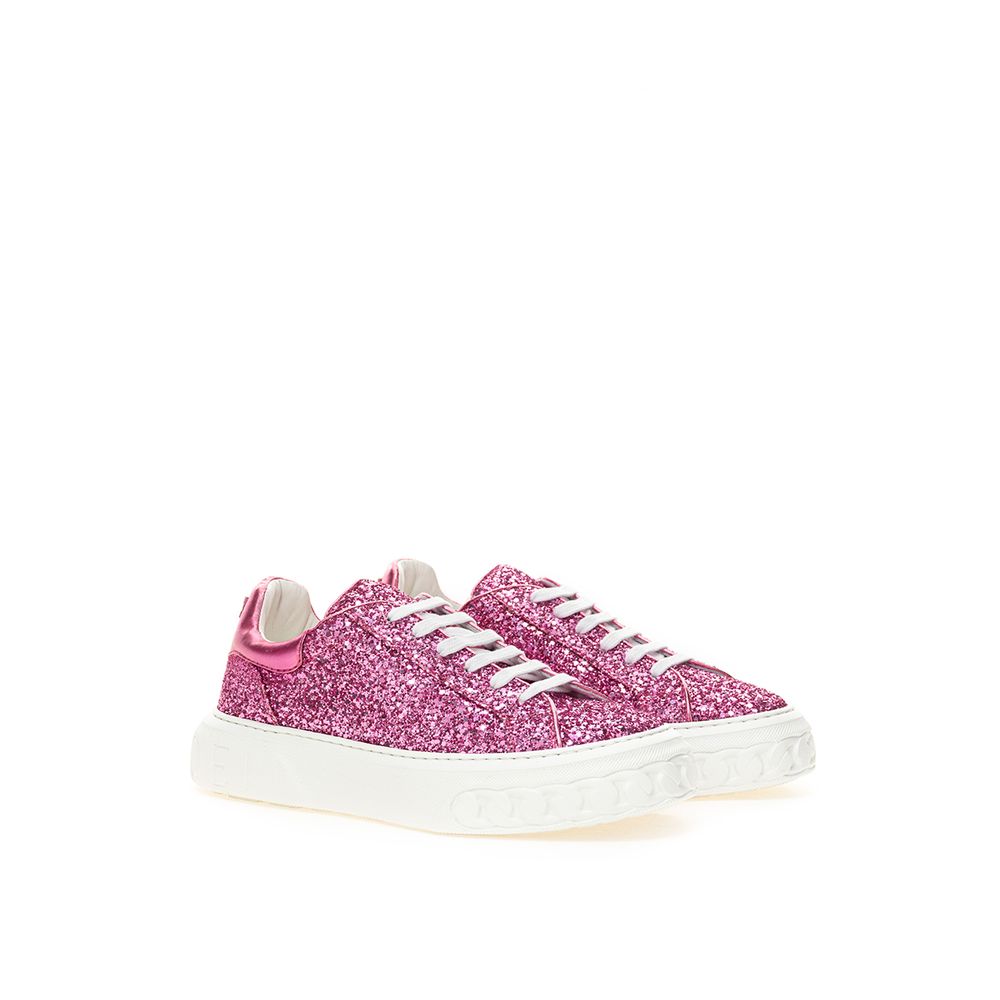 Casadei Fuchsia Leather Elegance Sneakers