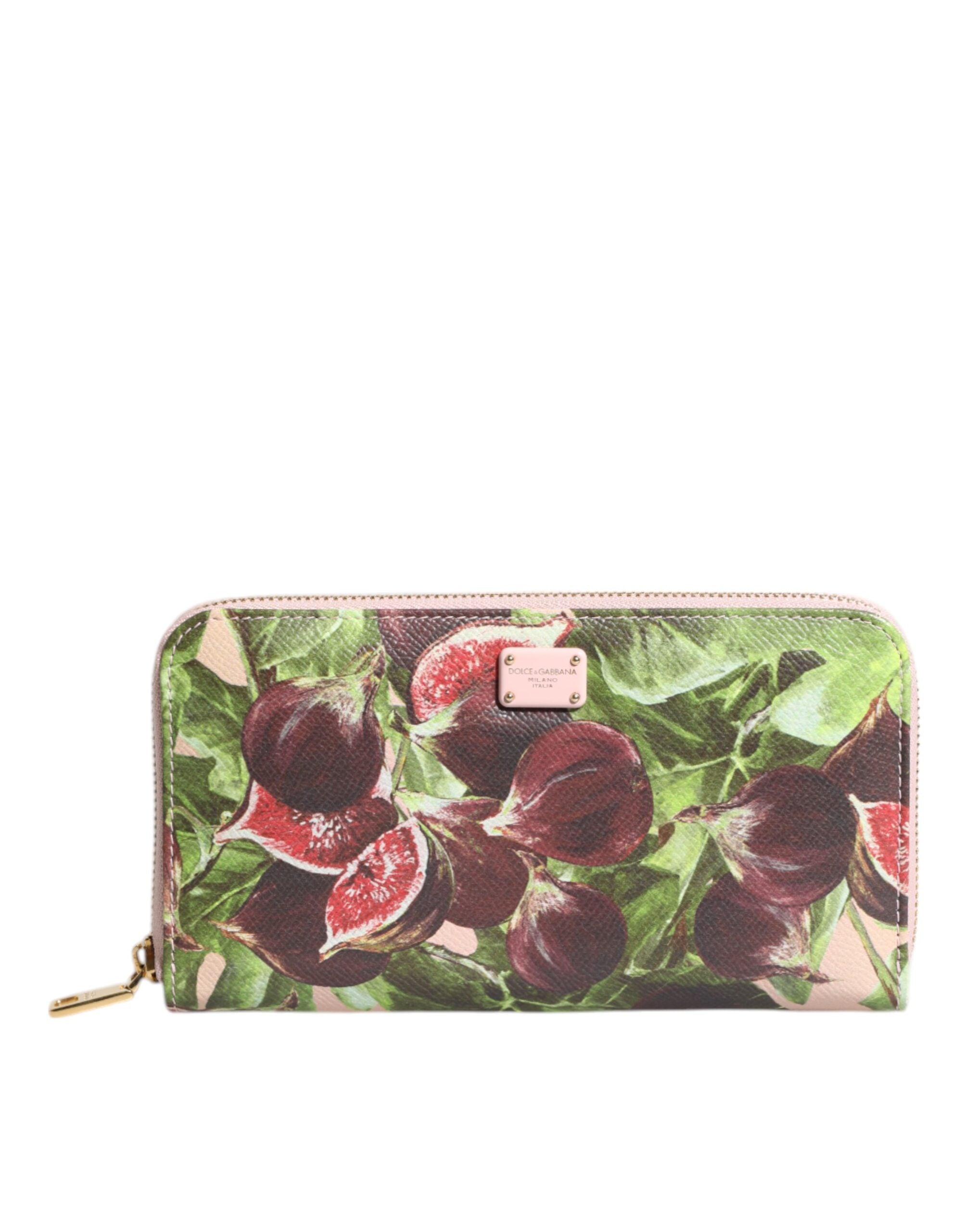 Dolce & Gabbana Multicolor Leather Fig Fruit Dauphine Zip Around Continental Wallet
