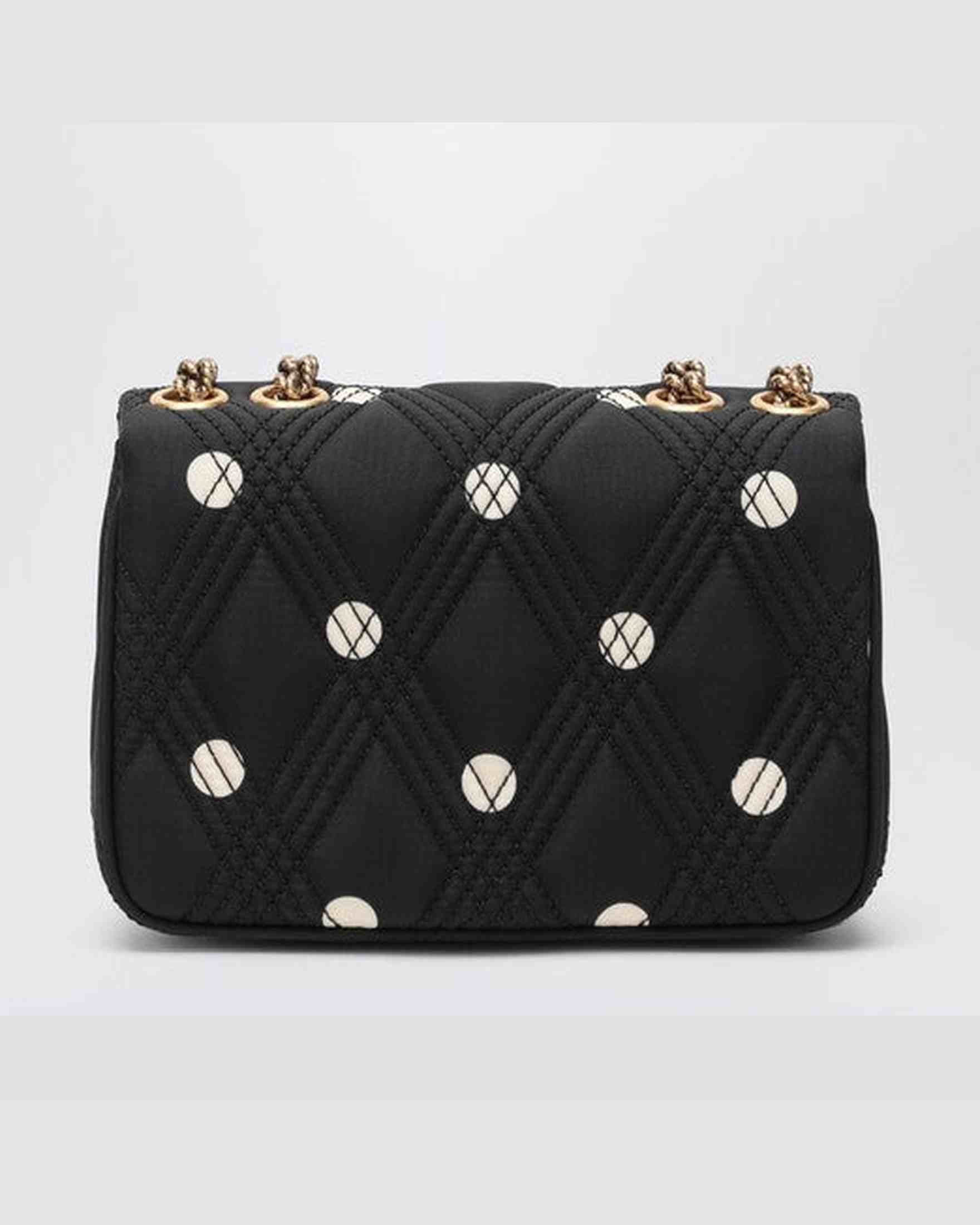 Valentino Black Garavani Quiltie 67 Bag with Ivory Polka Dots Glam Steals