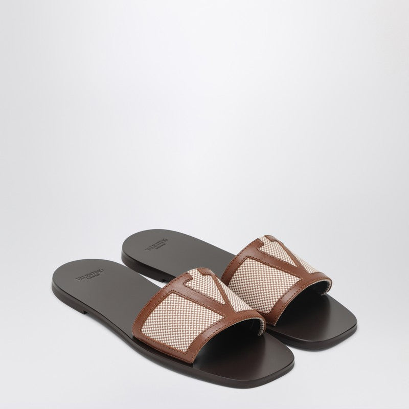 Valentino Brown Canvas Garavani Viva Superstar Slide Sandals Glam Steals