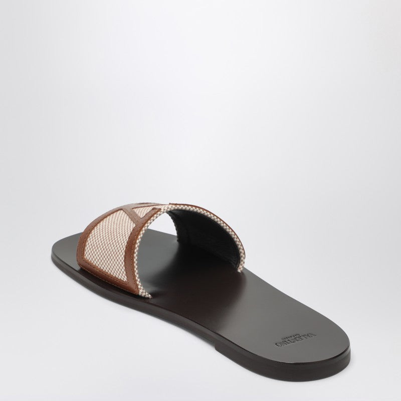 Valentino Brown Canvas Garavani Viva Superstar Slide Sandals Glam Steals