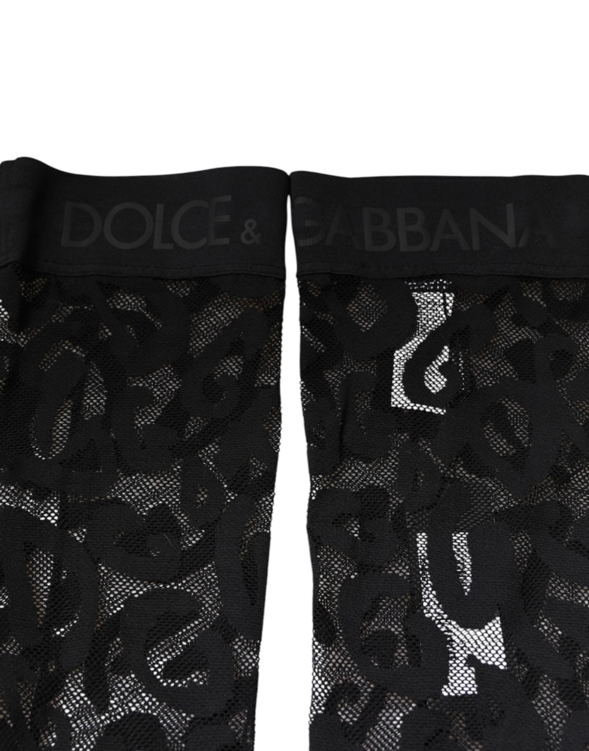 Dolce & Gabbana Black Lace Floral Cotton Stretch Stockings Socks
