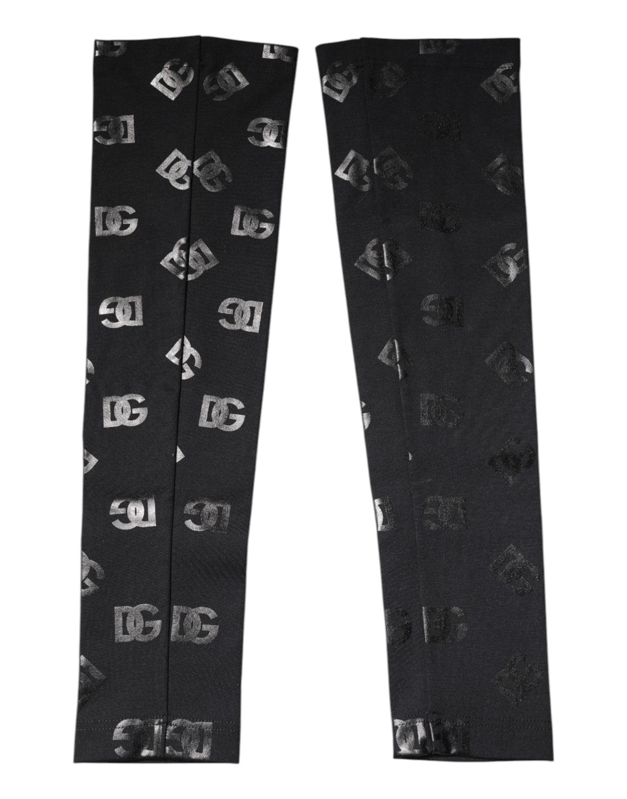 Dolce & Gabbana Black Wool Dg Logo Monogram Stretch Arm Sleeves