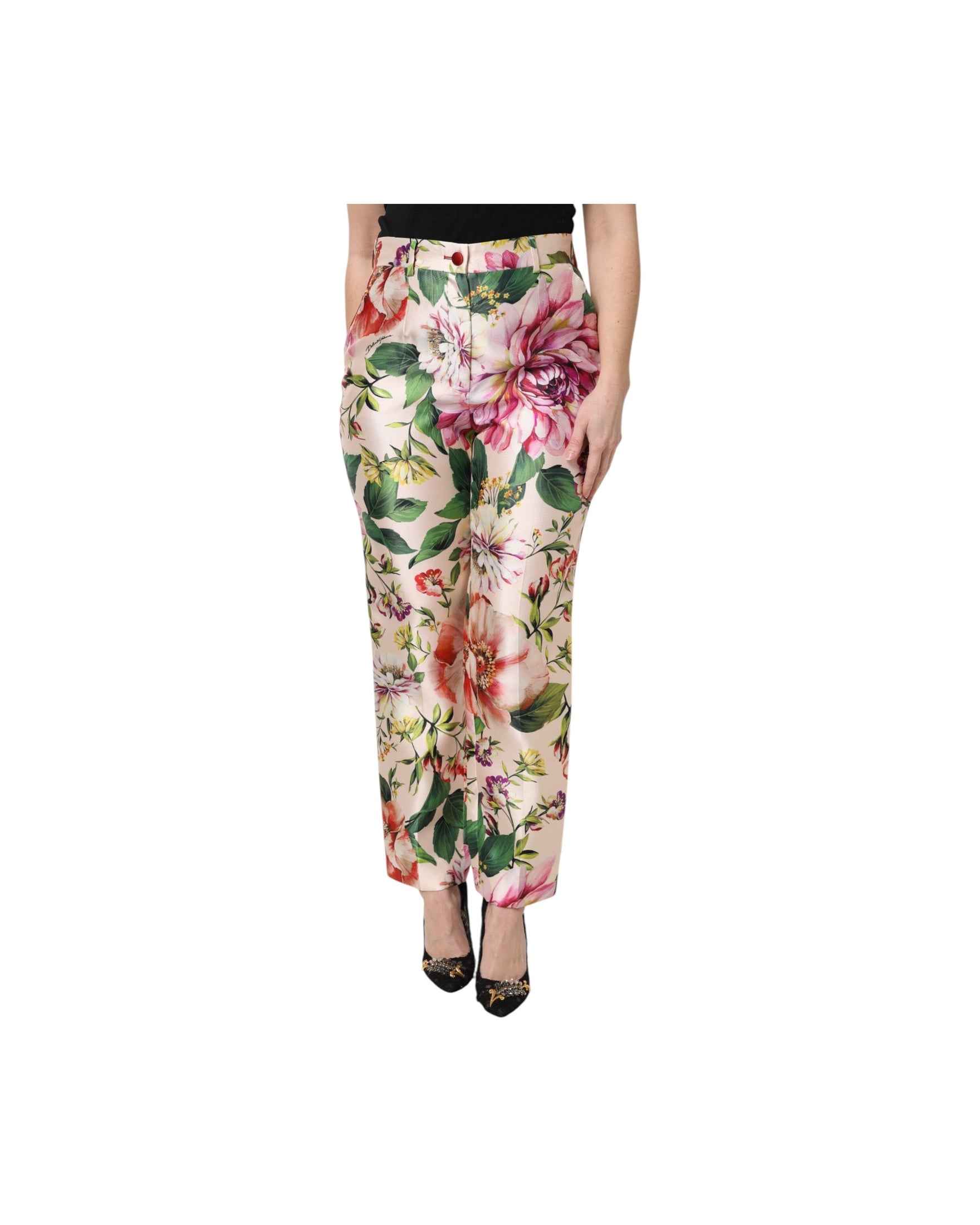 Dolce & Gabbana Multicolor Floral High Waist Straight Pants Glam Steals