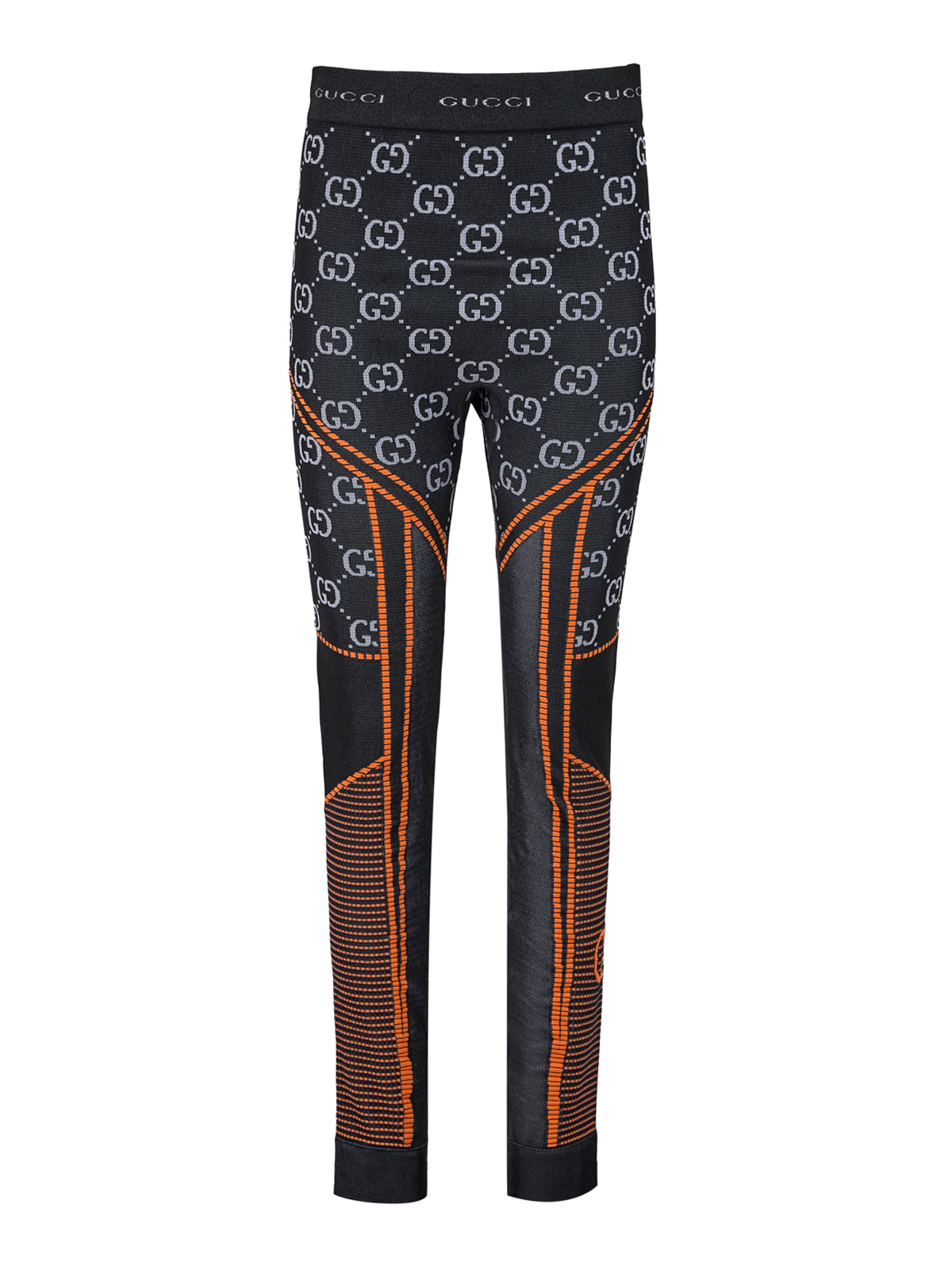 Gucci Black Polyamide All Over Logo Leggings Pants