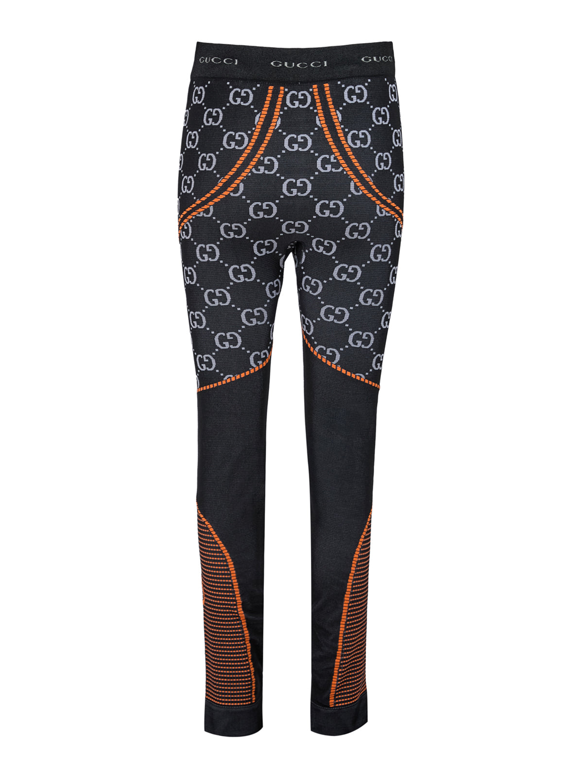 Gucci Black Polyamide All Over Logo Leggings Pants