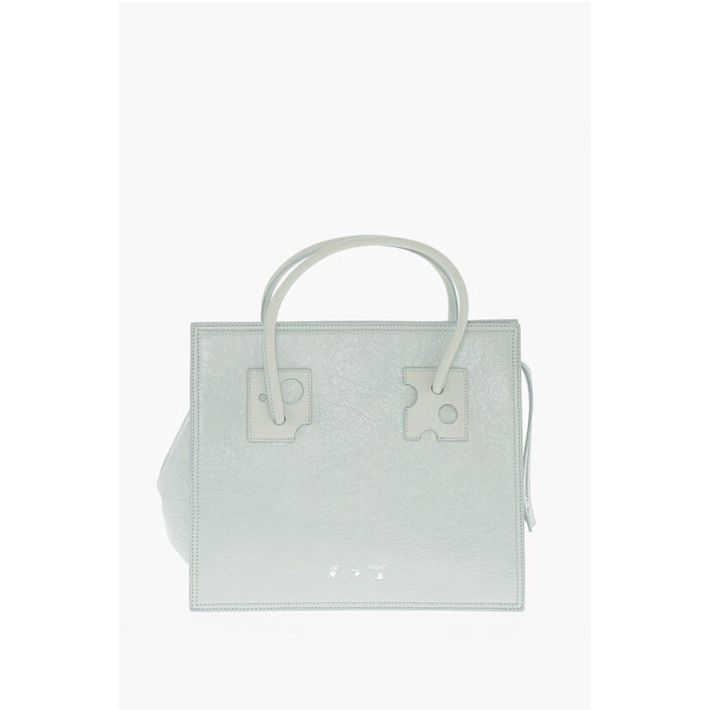 Off-White Leather Light Blue Tote Bag