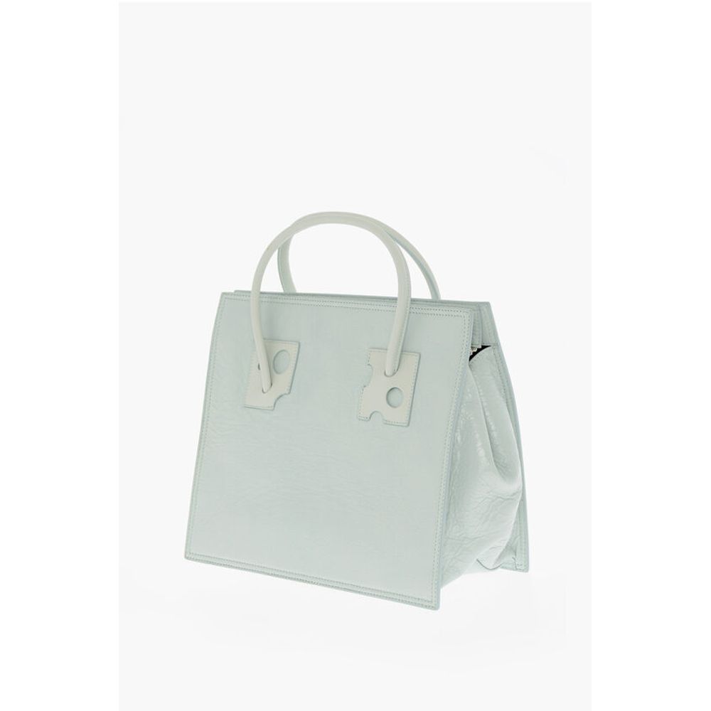 Off-White Leather Light Blue Tote Bag