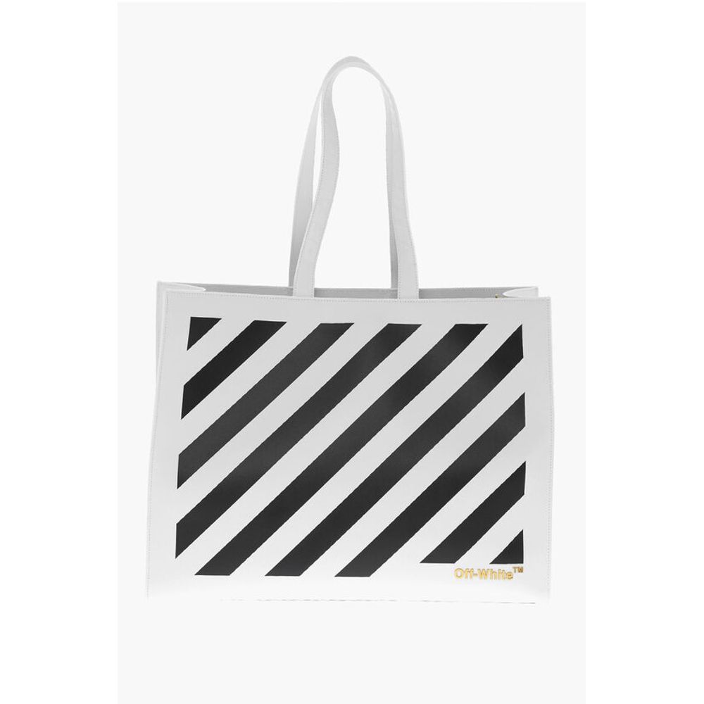 Off-White  Leather Black And White Tote Bag