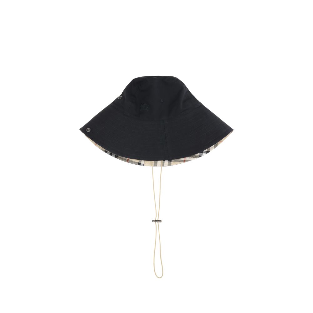 Burberry Gabardine Check Brim Bucket Hat