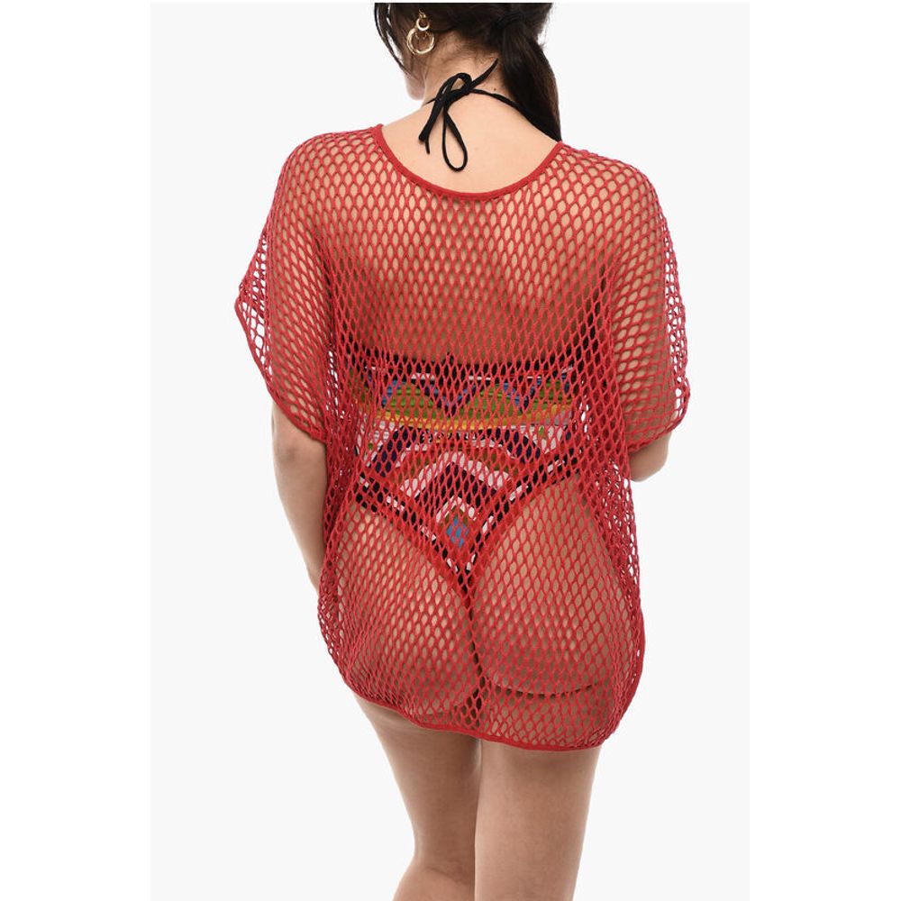 Dsquared² Solid Color Openwork Beach Cover Up Dress