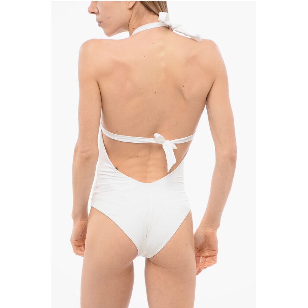 Ermanno Scervino Lace Solid Color One Piece Swimsuit With Open Back And Side
