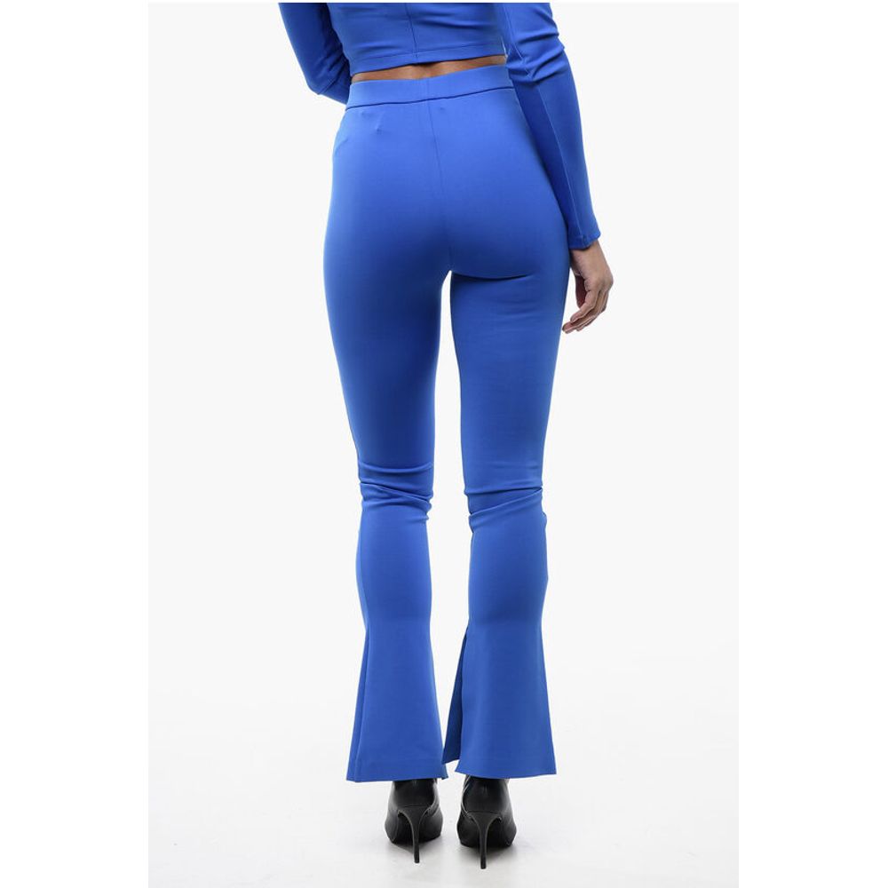 Off-White Solid Color Leggings With Ankle Slit