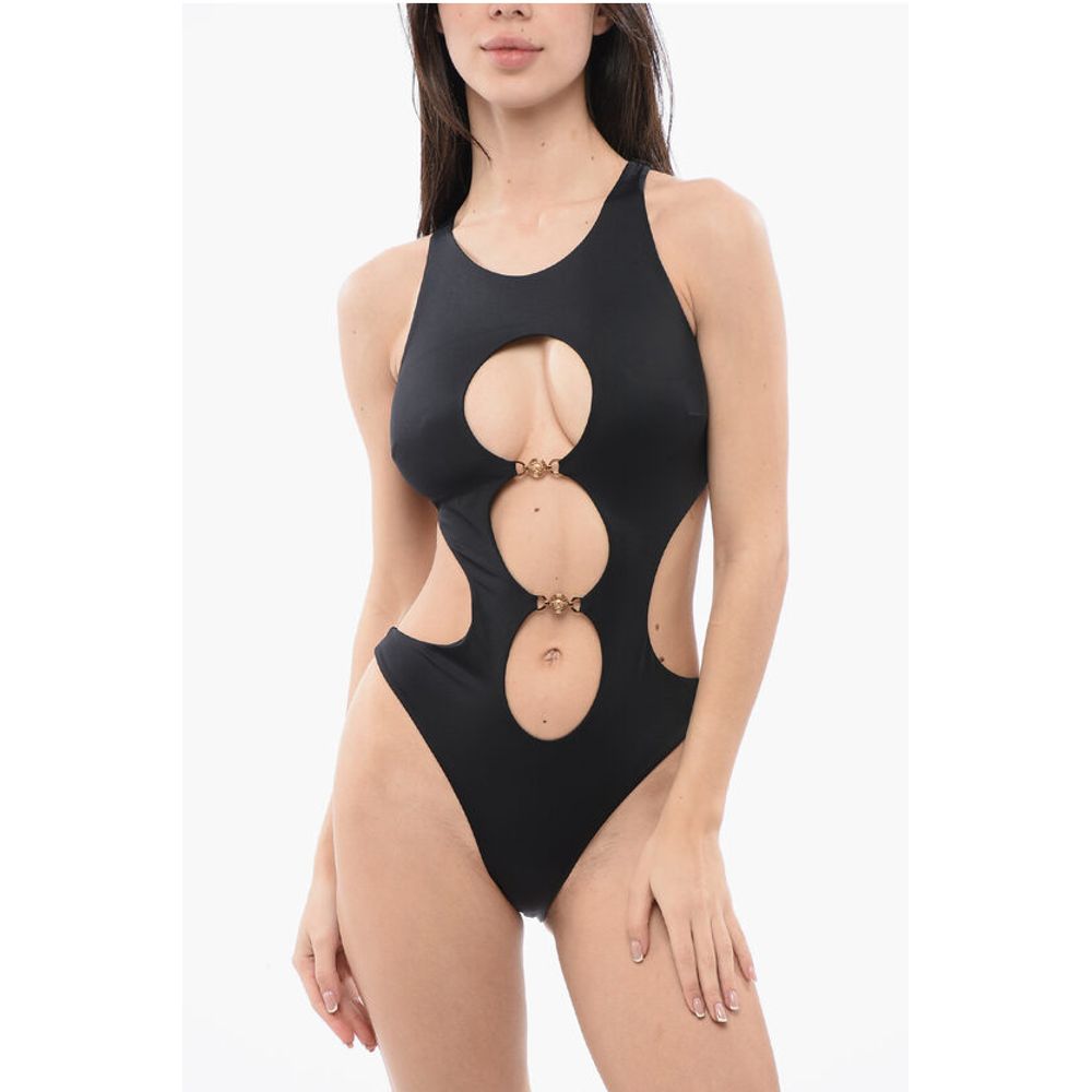 Versace Cut Out One Piece Swimsuit With Medusa Logo