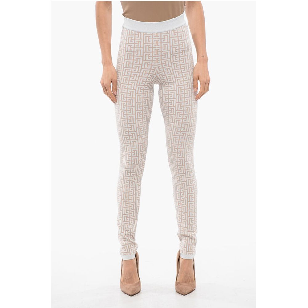 Balmain Glittered Monogram Leggings