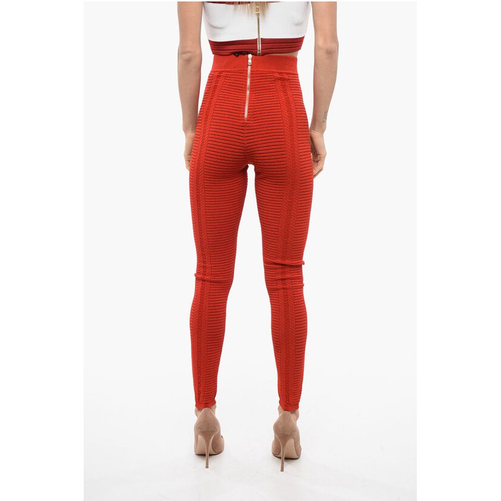 Balmain Knitted High Waisted Leggings Zip