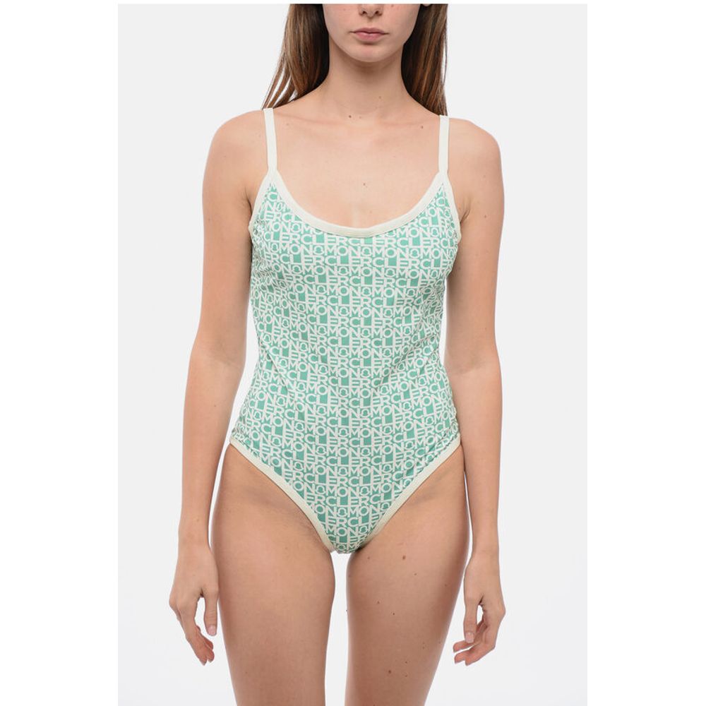 Moncler Nylon Stretch One Piece Swimsuit With All Over Logo