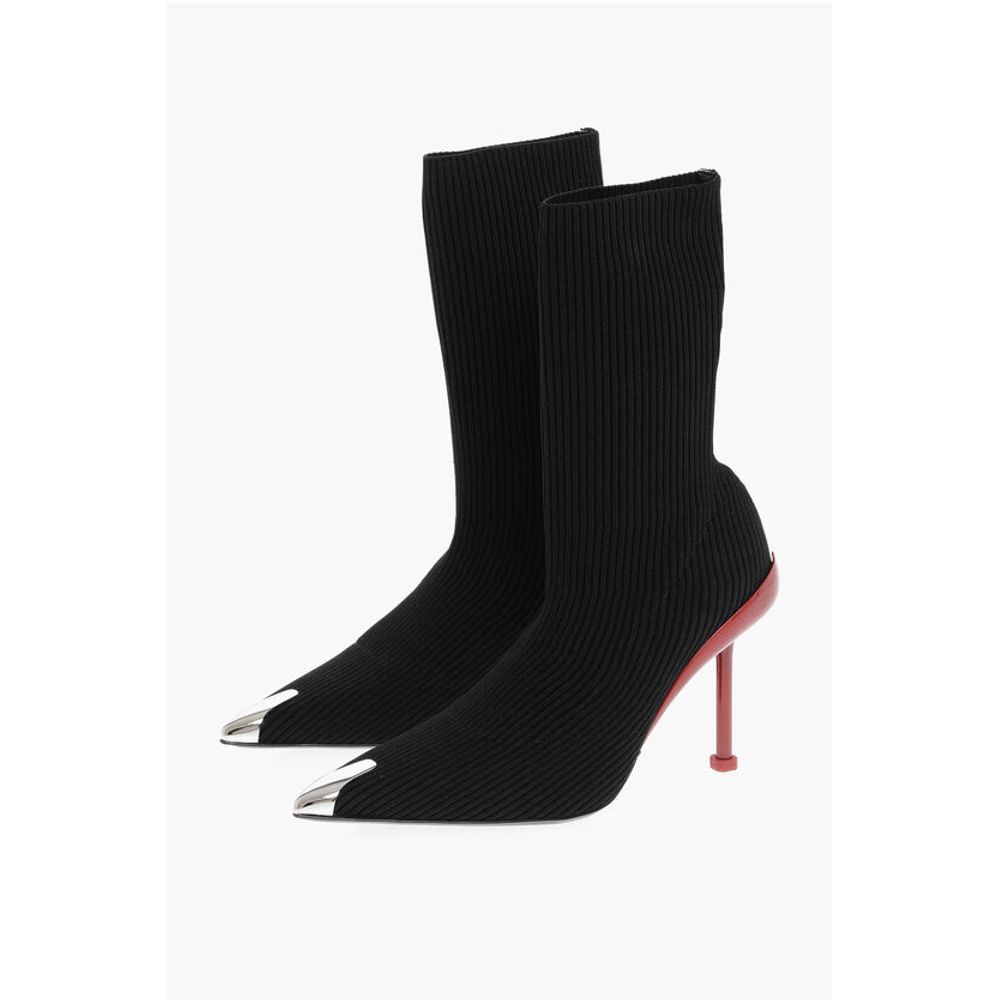 Alexander Mcqueen Metal Toe Sock Boots With Stiletto Heel 10Cm