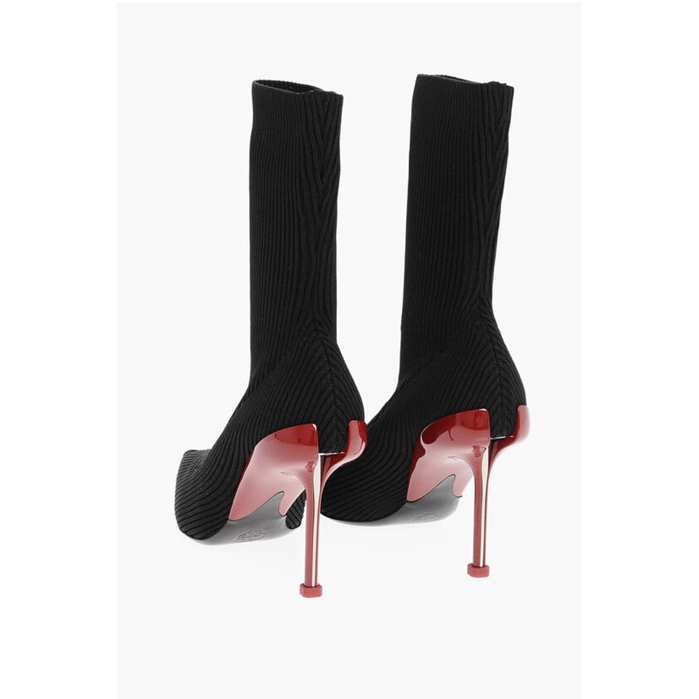 Alexander Mcqueen Metal Toe Sock Boots With Stiletto Heel 10Cm