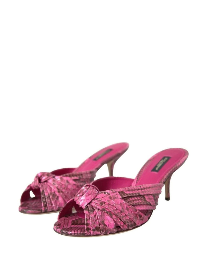 Dolce & Gabbana Pink Exotic Leather Kitten Heels Slides Shoes Heels