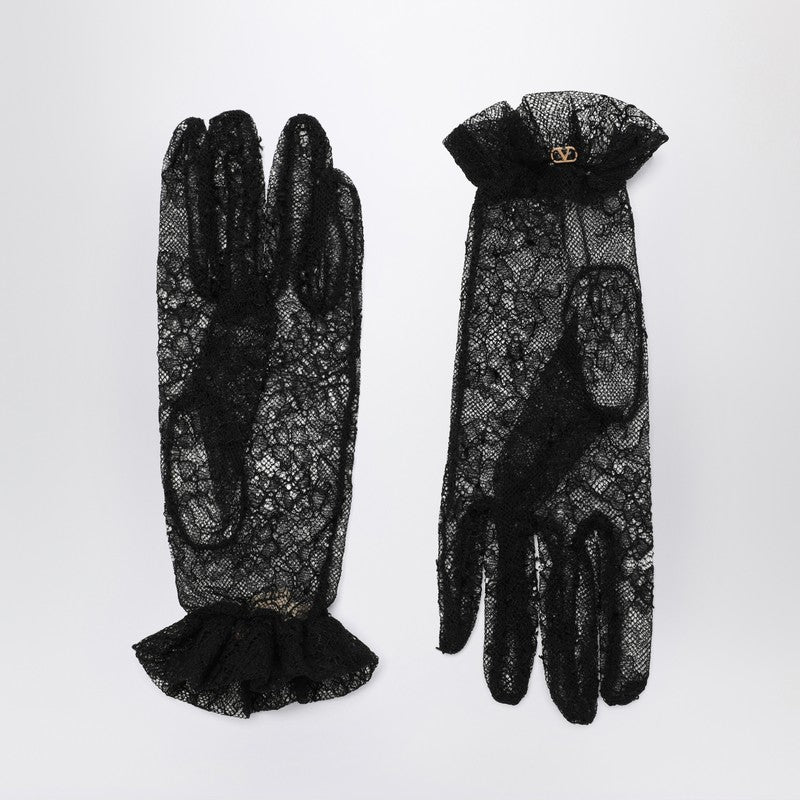 Valentino Black Lace Garavani Vlogo Signature Gloves Glam Steals