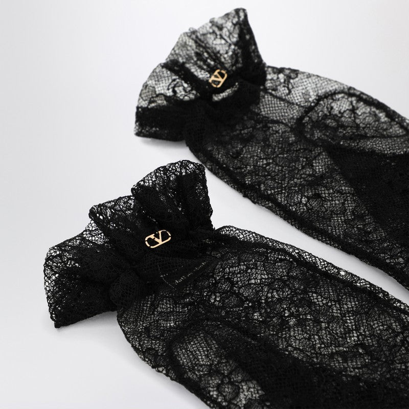 Valentino Black Lace Garavani Vlogo Signature Gloves Glam Steals