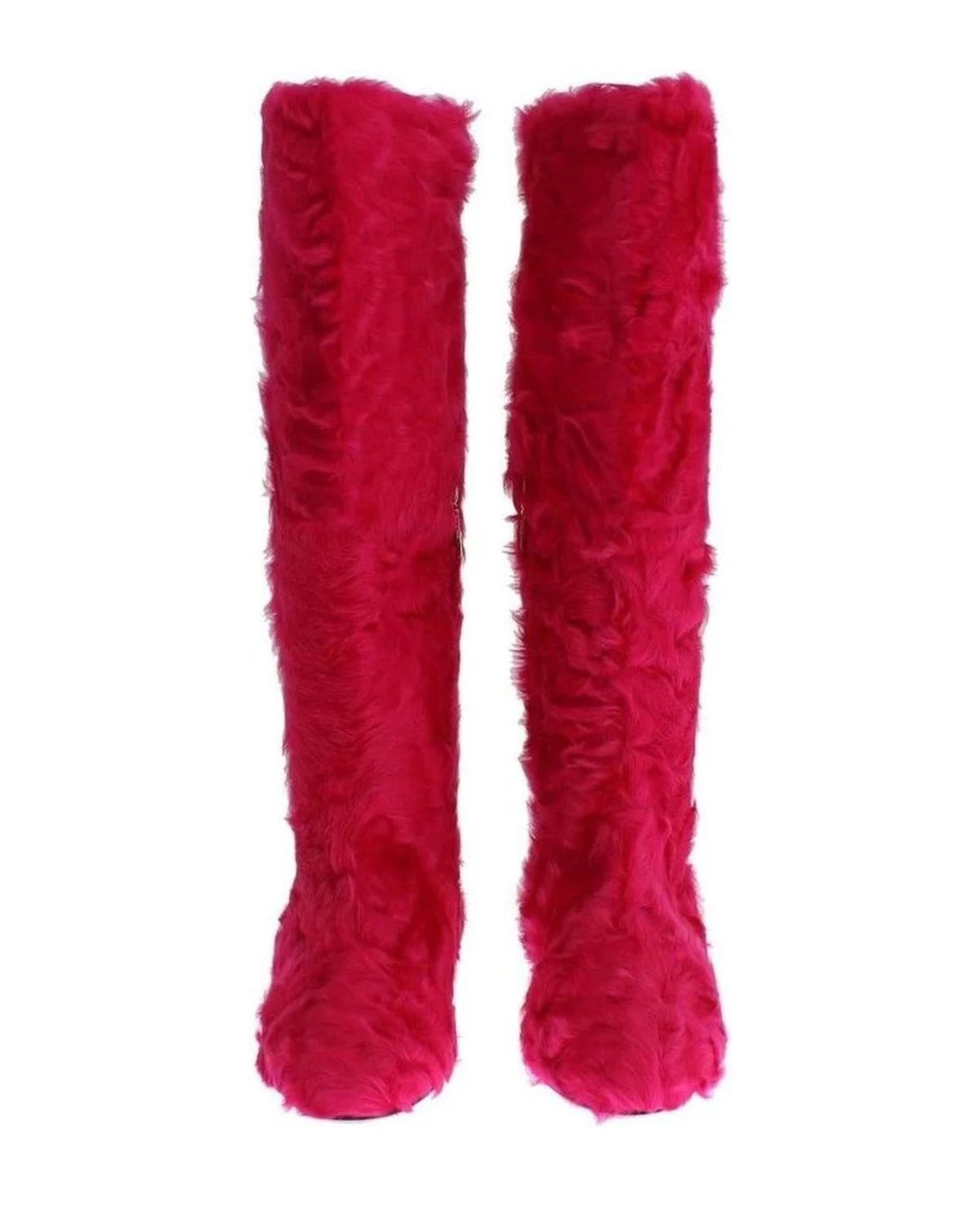 Dolce & Gabbana Pink Elegant Lambskin Fur Boots Boots