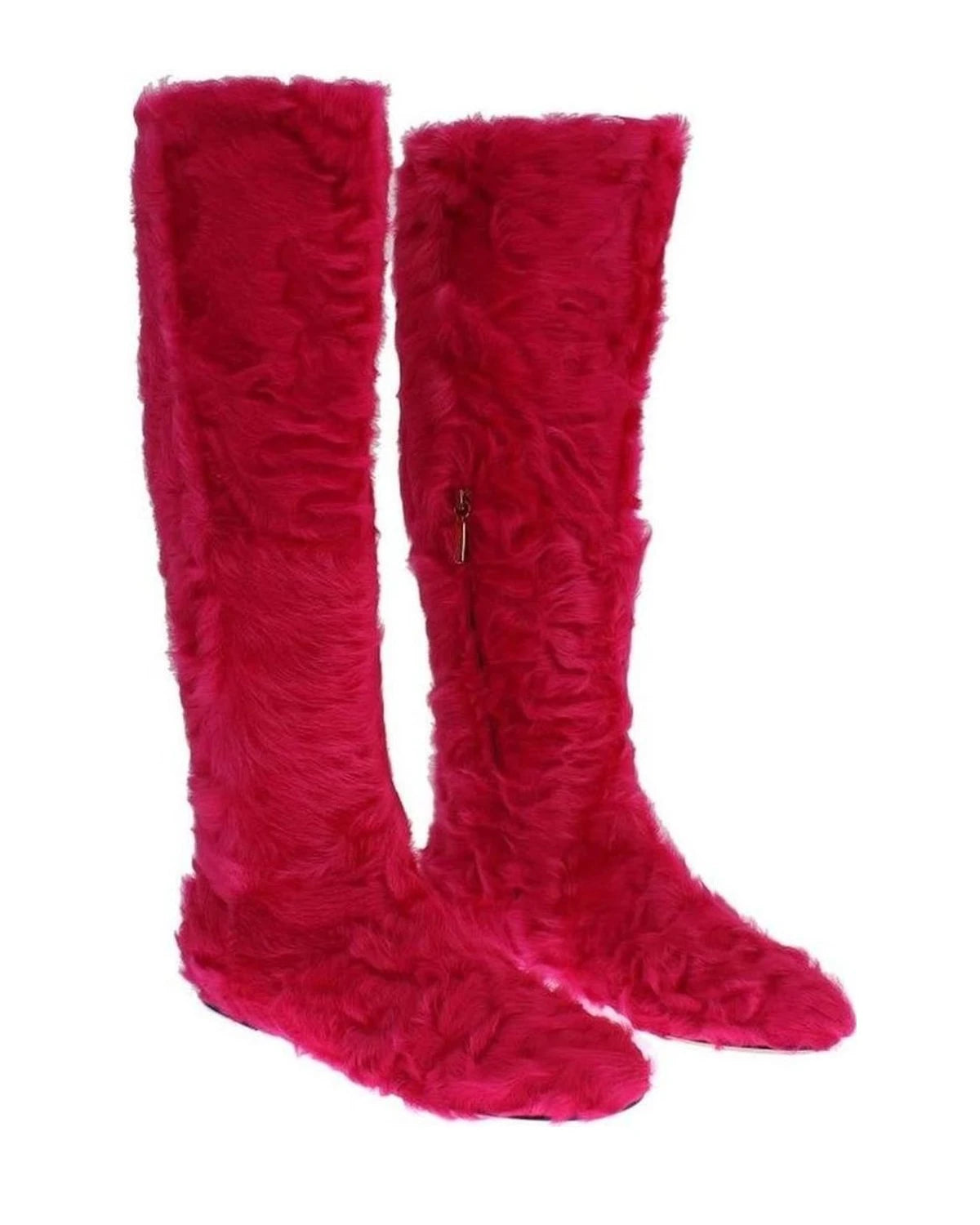 Dolce & Gabbana Pink Elegant Lambskin Fur Boots Boots
