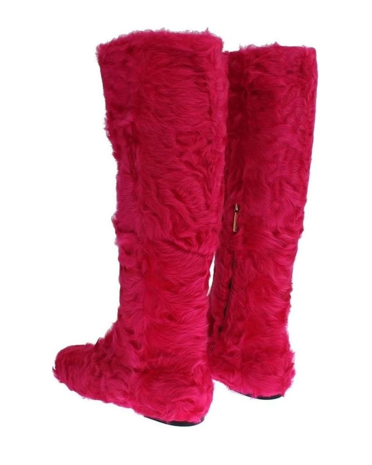 Dolce & Gabbana Pink Elegant Lambskin Fur Boots Boots