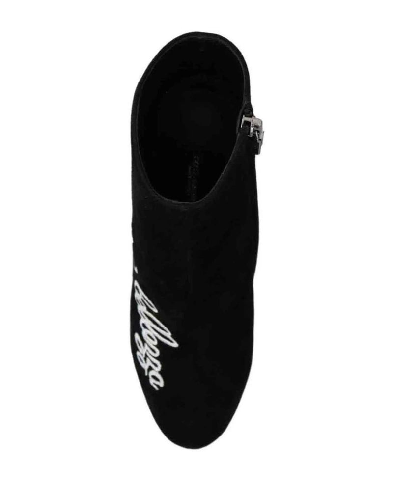 Dolce & Gabbana Embroidered Ankle Boots In Lambskin Suede Boots