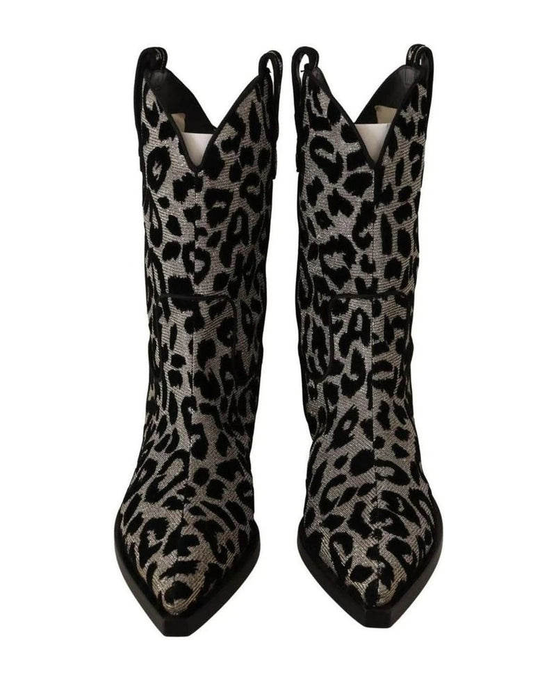 Dolce & Gabbana Elegant Leopard Print Mid Calf Boots Boots
