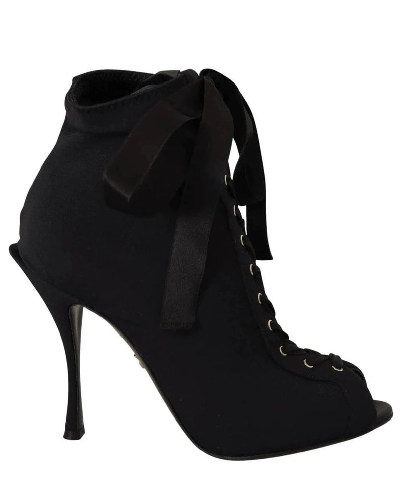 Dolce & Gabbana Elegant Ankle Open Toe Heel Boots Glam Steals