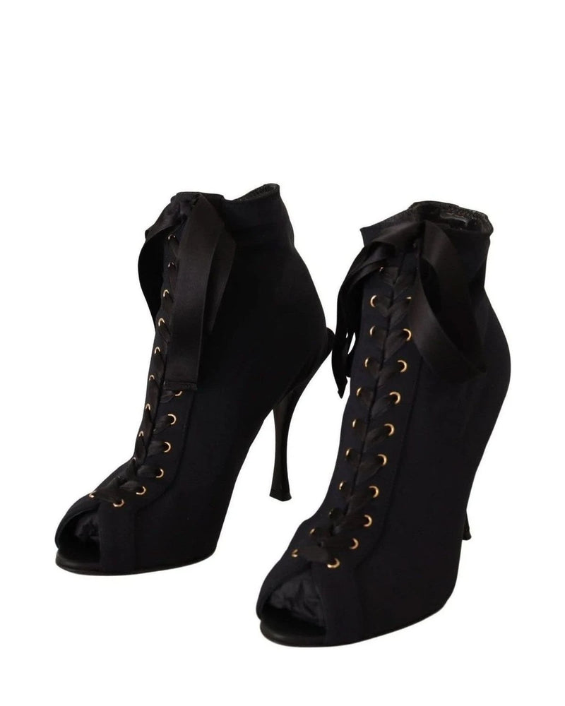 Dolce & Gabbana Elegant Ankle Open Toe Heel Boots Boots