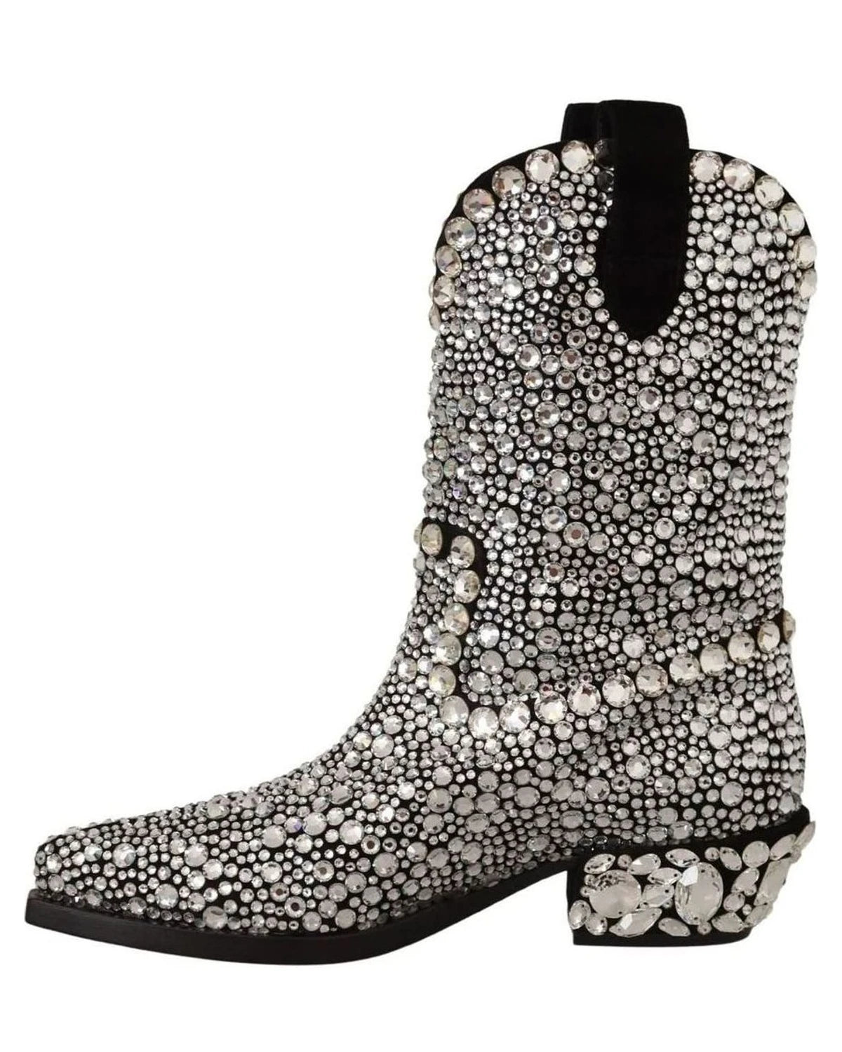 Dolce & Gabbana Black Crystal-Embellished Suede Boots Boots