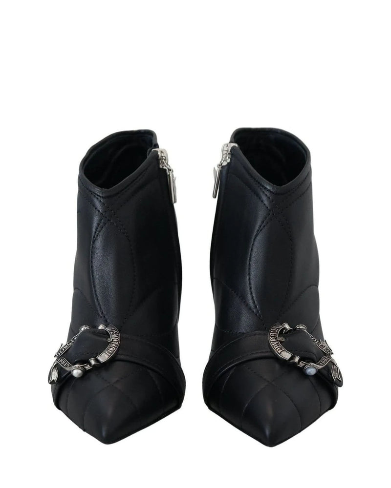 Dolce & Gabbana Black Elegant Quilted Leather Booties Boots