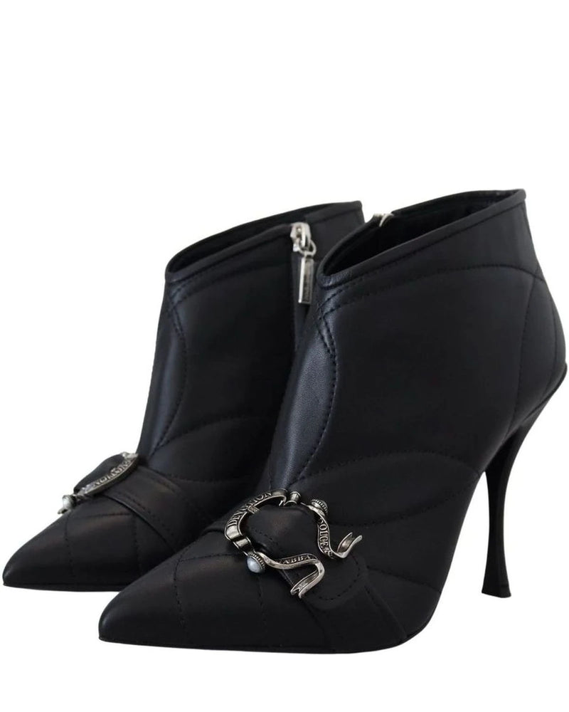Dolce & Gabbana Black Elegant Quilted Leather Booties Boots