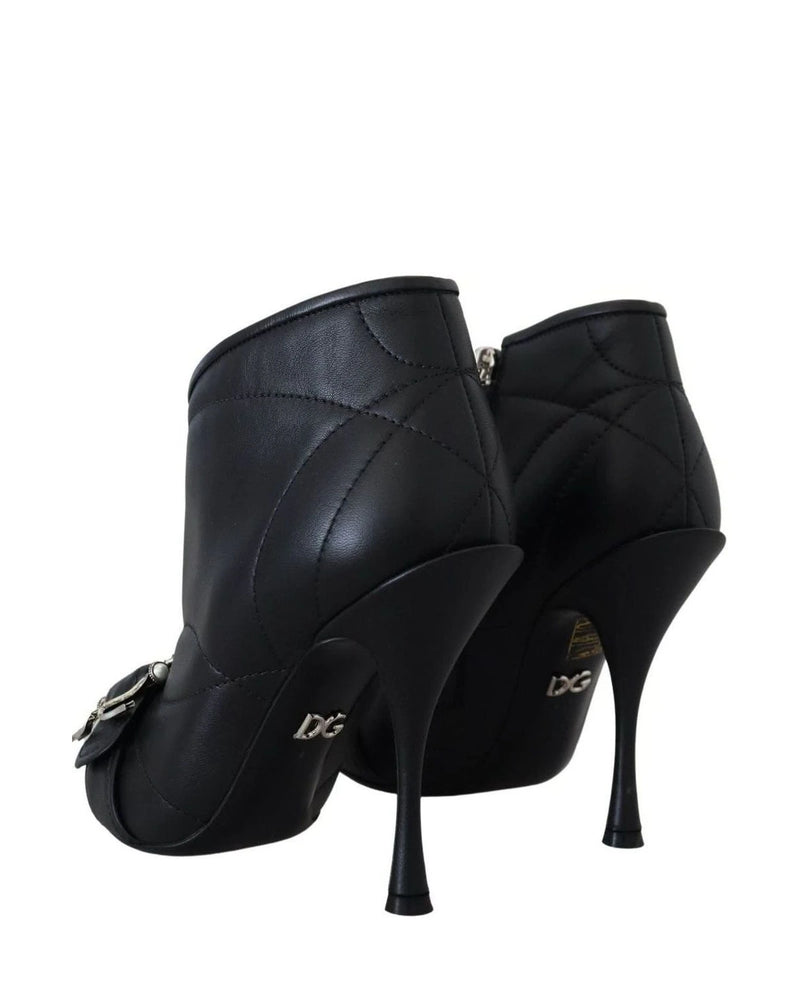 Dolce & Gabbana Black Elegant Quilted Leather Booties Boots