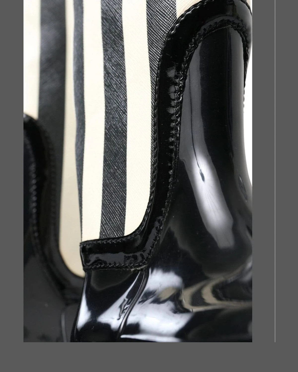 Dolce & Gabbana Black Striped Knee High Boots Boots