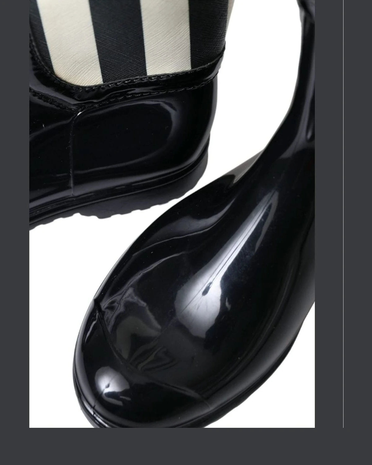 Dolce & Gabbana Black Striped Knee High Boots Boots