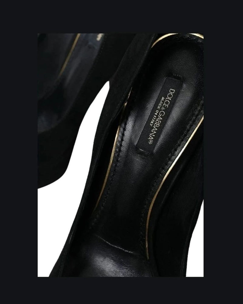 Dolce & Gabbana Black Suede Heeled Pumps Sophistication Heels