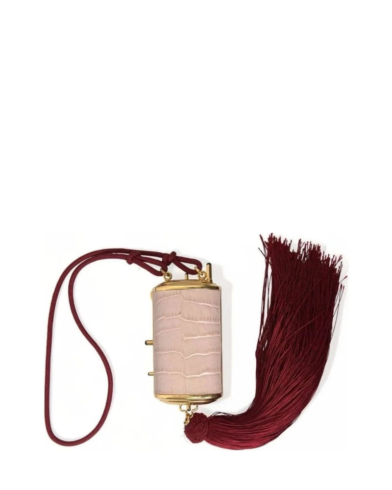 Dolce & Gabbana Pink Exotic Leather Mini Mirror Bag With Tassel Clutch Bags