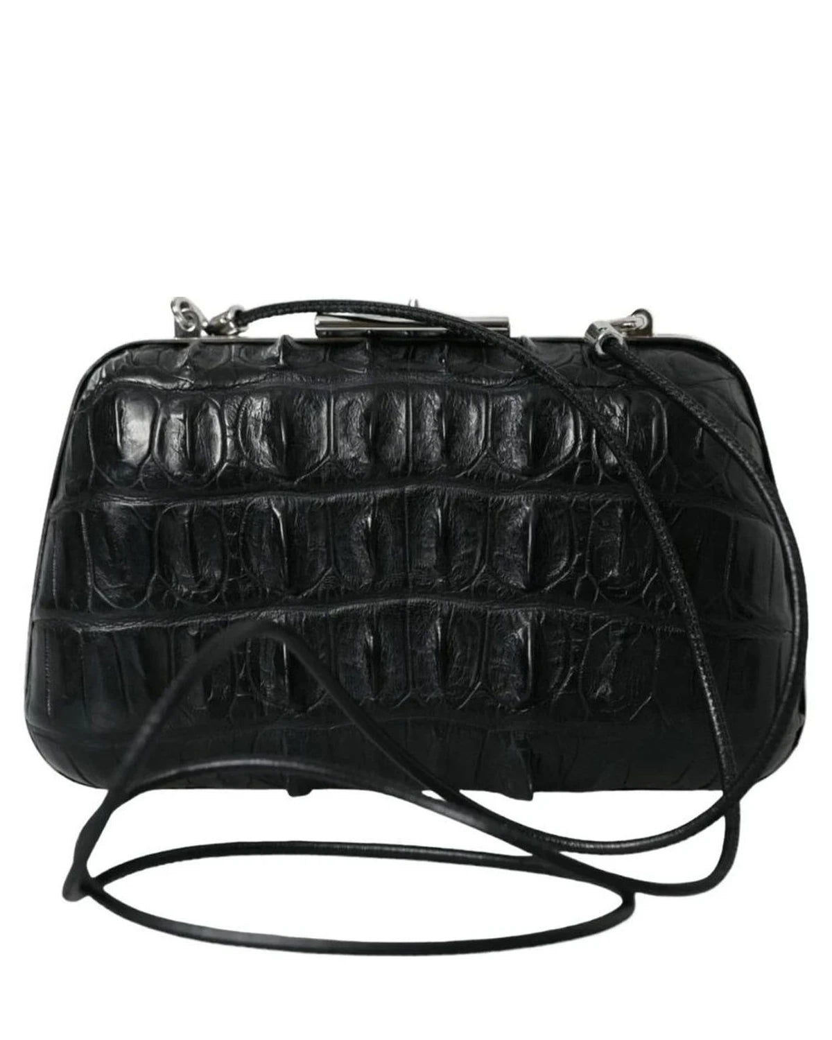 Balenciaga Elegant Crocodile Leather Evening Clutch