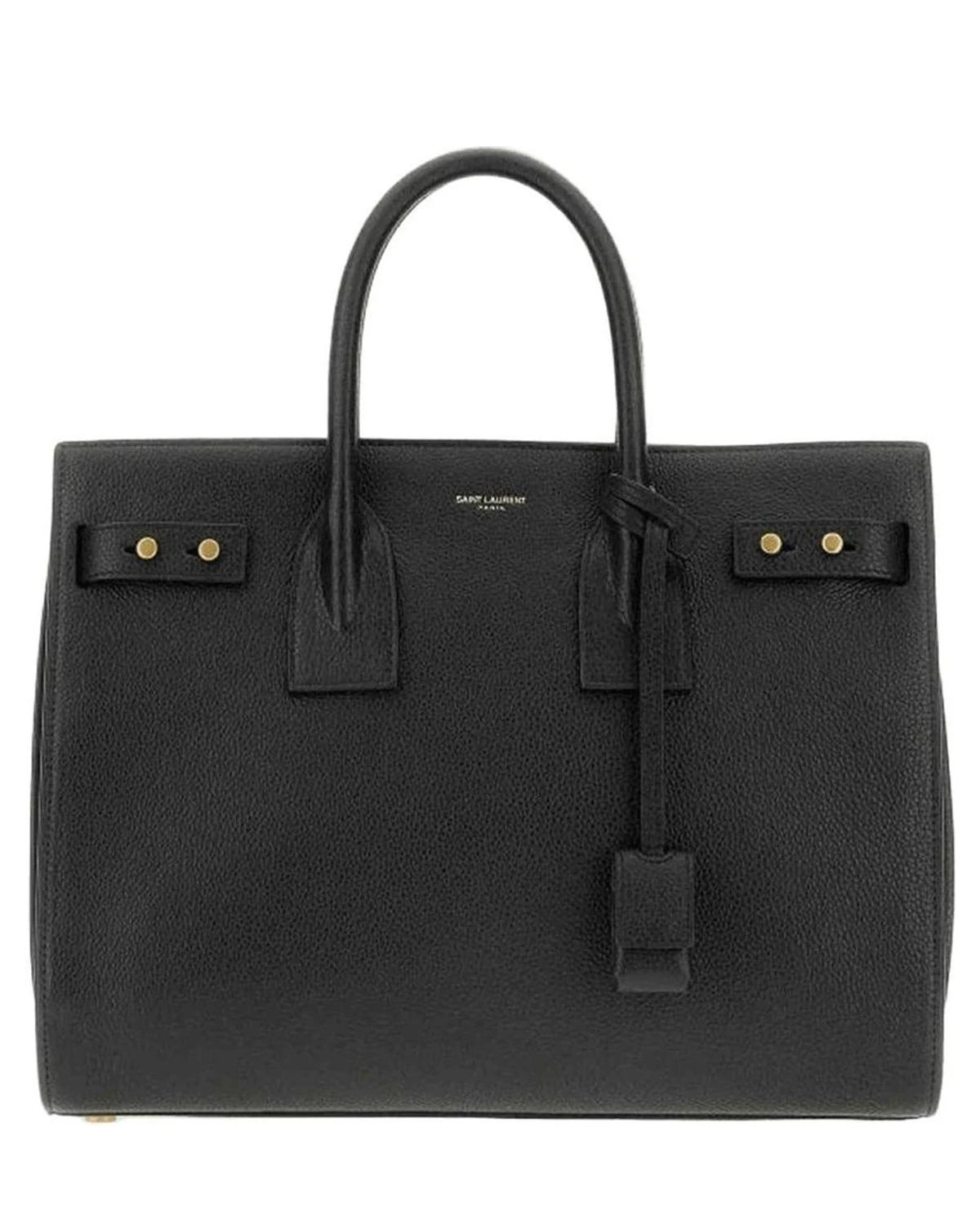 Saint Laurent Black Calf Leather Sac De Jour Handbag Handbags