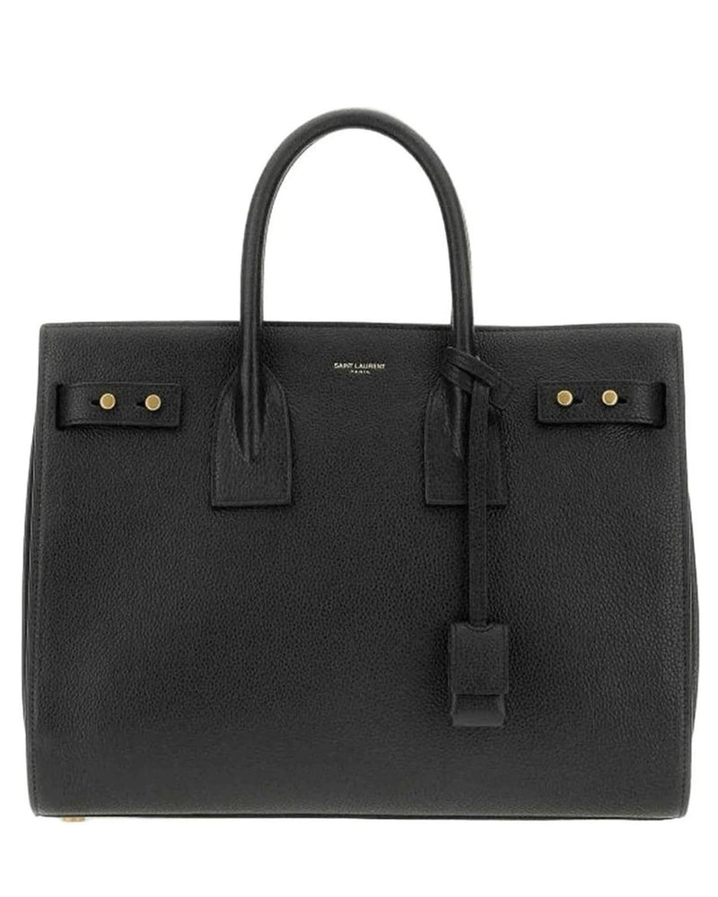 Saint Laurent Black Calf Leather Sac De Jour Handbag Handbags