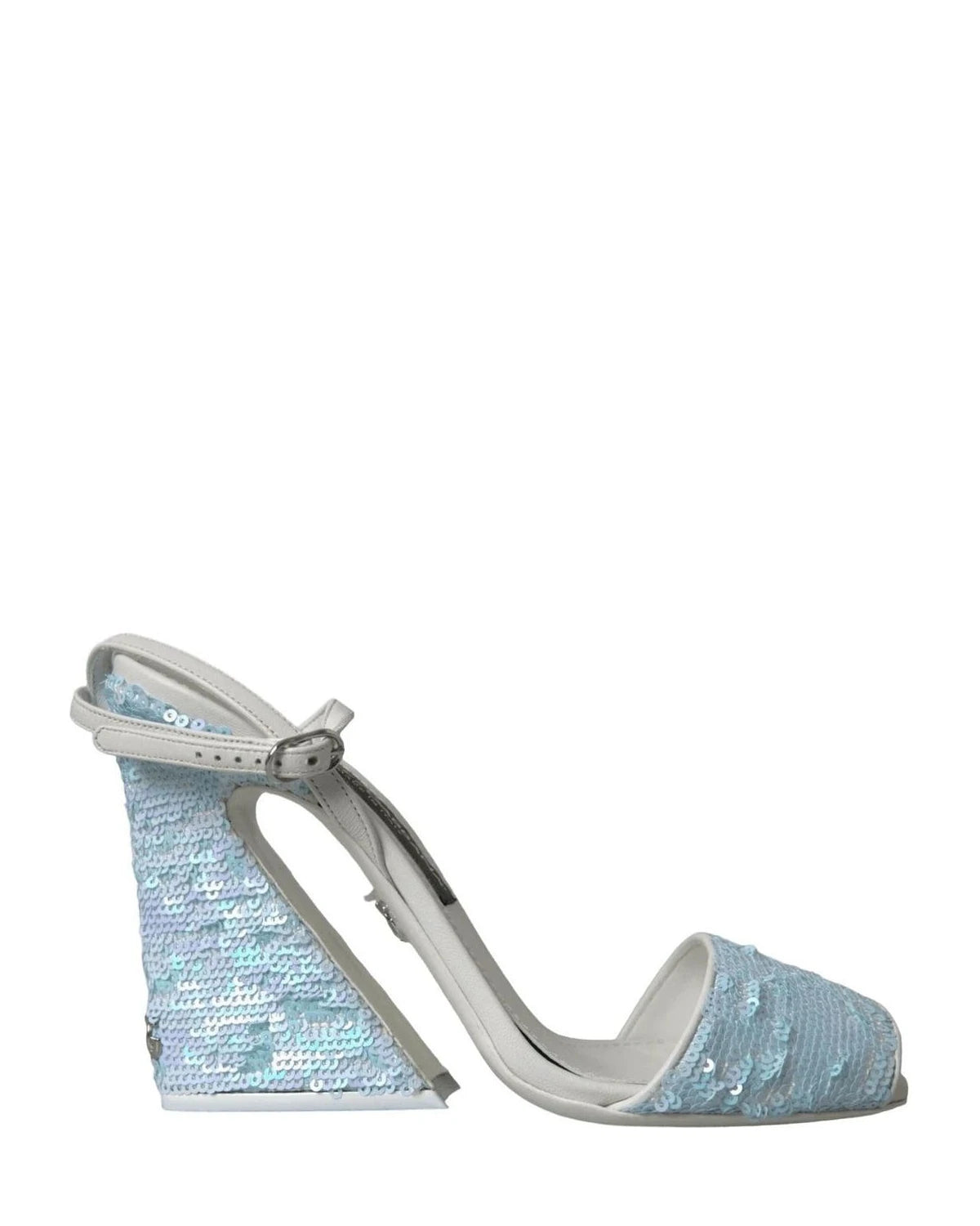 Dolce & Gabbana Light Blue Sequin Ankle Strap Sandals Shoes Heels