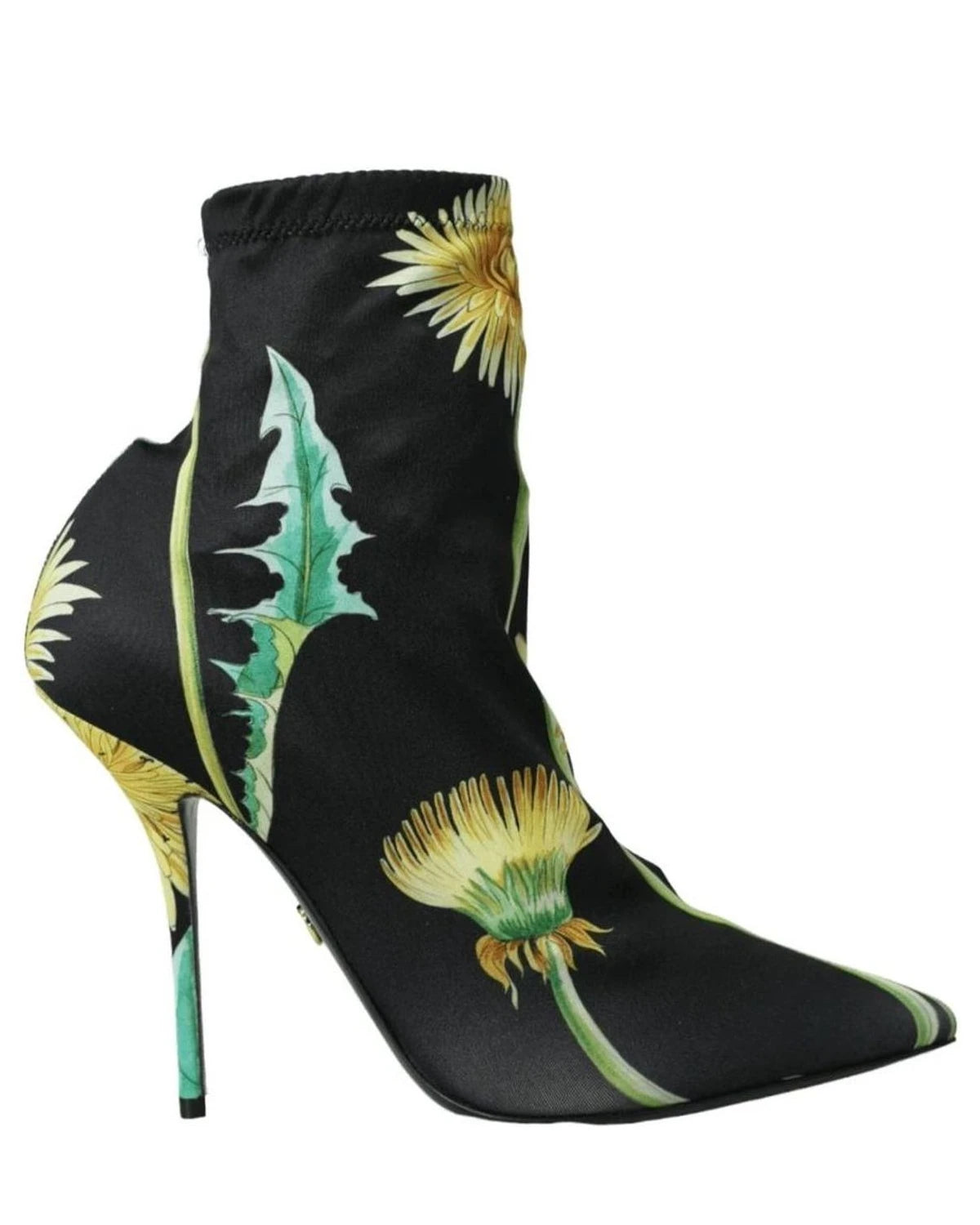 Dolce & Gabbana Black Floral Jersey Stretch Ankle Boots Shoes Boots