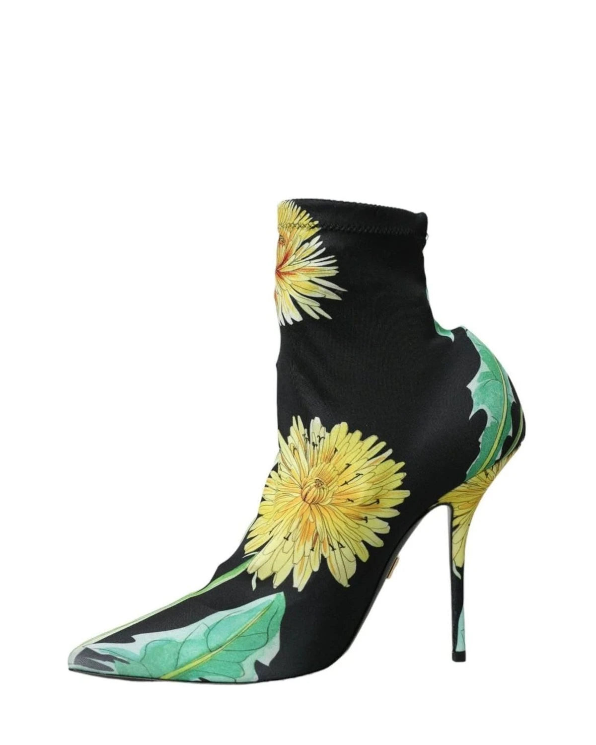Dolce & Gabbana Black Floral Jersey Stretch Ankle Boots Shoes Boots